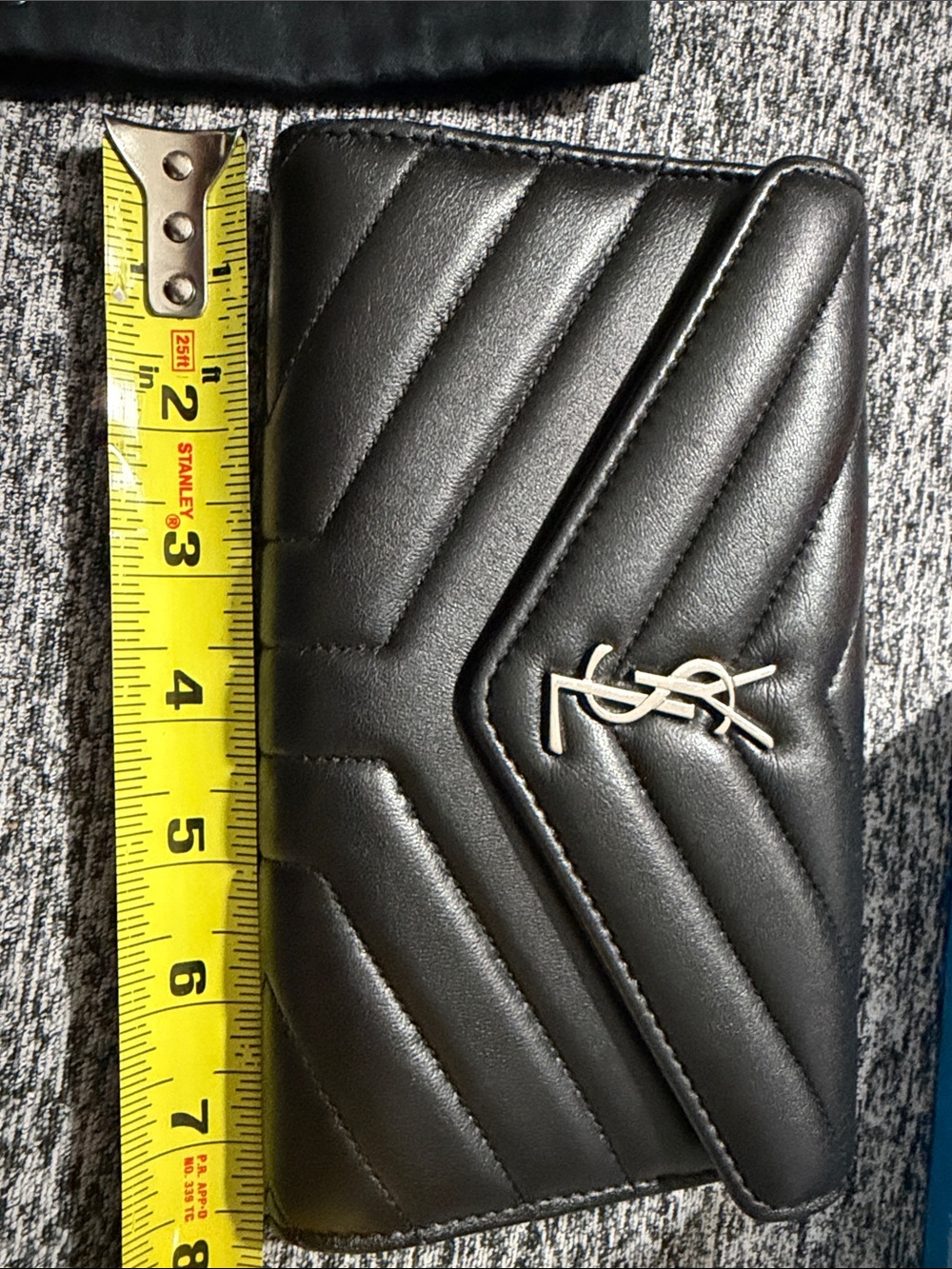 Saint Laurent Lou Lou Wallet - Black Quilted Leather with Silver YSL Logo - Picture 14 of 15
